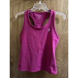 Peloton Women's Flow Racer Pink Cadent Cropped Logo Tank Top Medium Active Bike
